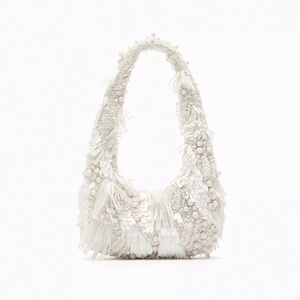 White beaded shoulder bag